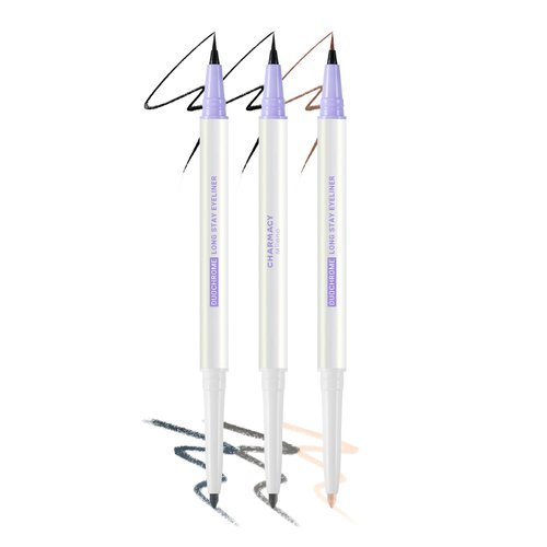 CHARMACY Chameleon Liquid Eyeliner, Liquid Glitter Eyeliner, Highly Pigmented, Metallic MultiColor Shifting waterproof Eyeliner, Ultra-Fine Tip, Longwearing, Smudge-proof (DE11-Black&Brown&Beige)