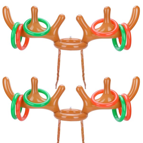 Christmas Party Games Reindeer Ring Toss Set(2Pack), Konsait Inflatable Reindeer Antler Ring Toss Game for Kids Children for Xmas Party Reindeer Games Christmas Party Games Favors Supplies