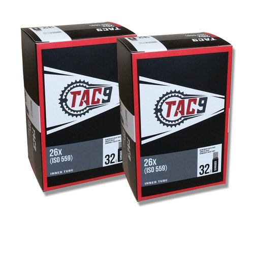 2 Pack - TAC-9 Tube, 26" x 1-3/8" Regular Schrader Valve, 32mm (ISO 590)