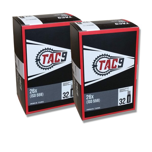 2 Pack - TAC-9 Tube, 26" x 1-3/8" Regular Schrader Valve, 32mm (ISO 590)