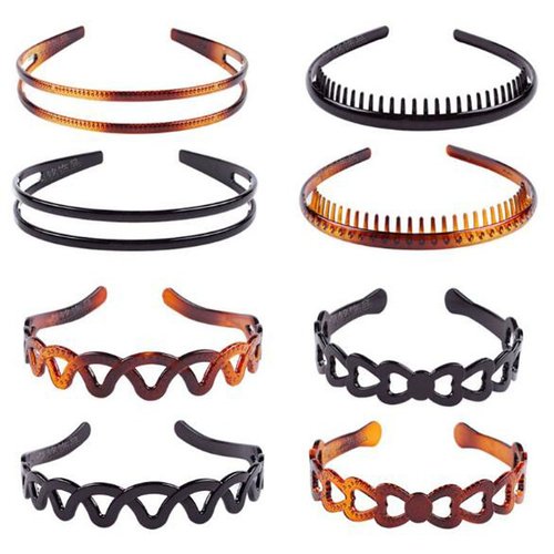 Suoirblss 8PCS Plastic Tooth Hair Comb Headband Hard Headbands Ribbon Hairband Women Men Hair Accessory (style01)