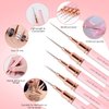 Mirmogo Nail Art Liner Brushes,5pcs Nail Design Brush Set, Nail Dotting Drawing Tool for Long Lines,Thin Details, Fine Drawing, Delicate Coloring, Elongated Lines,Sizes 7/9/11/15/25mm(Pink)