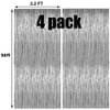 Silver Foil Fringe Curtains Metallic Tinsel Shimmer Curtain Party Backdrop Decorations,Pack of 4