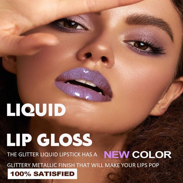 Easilydays Glitter Lip Gloss, Shimmer Liquid Holographic Lipgloss, Sparkly Lip Gloss Diamond Metallic, Long Wear Waterproof, 3D Dazzling Polarized Lip Gloss Liquid Fine Shine Transparent Lip Gloss, 01