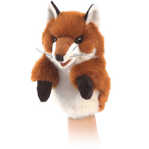 Folkmanis Little Fox Hand Puppet, Red/Dark Brown/White, 8"