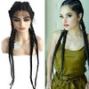 Black Braid Wig Long Braided Lace Front Wigs for Black Women Long Straight Twist Braided Wigs with Baby Hair Hairline Lace Front Wigs Box Lightweight Synthetic Wig Heat Resiatant Fiber Cosplay 30Inch