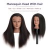 Mannequin Head Human Hair Mannequin Head with Hair 100% Real Hair Manikin Head Doll Head for Hair Styling Hair Mannequin Head with Free Table Mannequin Head Stand (Black mannequin head, 16 inch)