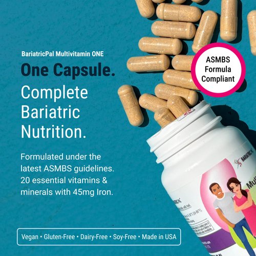 BariatricPal Multivitamin ONE 1 per Day! Bariatric Multivitamin Capsule with 60 mg of Iron | Easy to Swallow Capsule | Vitamin for Bariatric Surgery Patients | 30 Count (1 Month Supply)