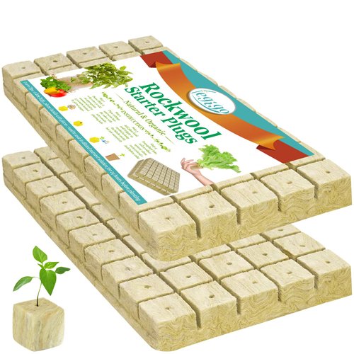 Legigo 1" Rockwool Grow Cubes Starter Plugs- Rockwool Stonewool Planting Cubes for Seed Starter Soilless Cultivation Hydroponics, Cuttings, Soilless Culture Plant Propagation(2 Sheet, 100 Plugs Total)