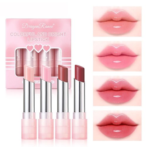 Color Changing Lipstick Lip Balm, 4 Colors Moisturizer Lip Balm, Korean Magic Lip Gloss Lip Tinted Stain, Lips Plumper Tint Gloss, Waterproof Long Lasting Jelly Lipstick Set