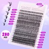 Yinaber Lash Extension Kit DIY 280pcs Individual Lash Clusters Kit 40D Curl 9-16mm Mix Cluster Eyelash Extension Kit with Lash Bond and Seal and Lash Tweezers for Self(40D-0.07D-9-16Mix KIT)