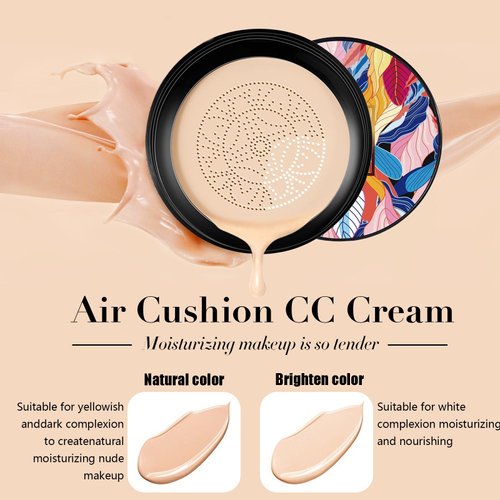 2024 New Mushroom Head Air Cushion CC Cream - Apartment Air Cushion CC Cream, BB Cream Face Make Up, Long-Lasting Matte Waterproof Moisturizing Concealer Beauty (Brighten)