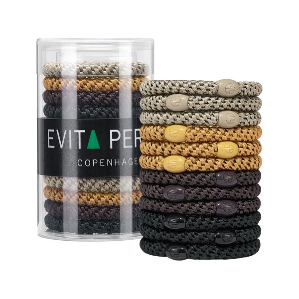 EVITA PERONI 12 Pcs Hair Ties No Damage High Elastics Ponytail Holders for Thick Thin Hair Loop Weave High Stretch Hair Tie for Women Hair Accessories (Black, Brown, Orange, Apricot)