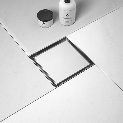 Bernkot Square Shower Drain 6", Brushed Floor Drain with Tiled Insert Grate & Hair Strainer, 304 Stainless Steel Bathroom 2-in-1 Tiled in Drain, CUPC Certified (Brushed, 6'')