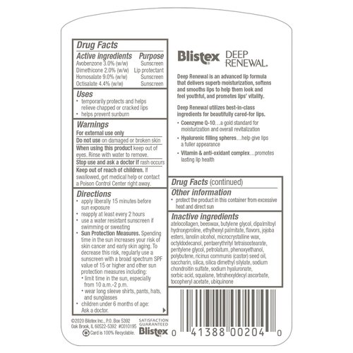 Blistex Lip Protectant Sunscreen Deep Renewal Anti-Aging Formula 0.13 Ounce (3.69g) (Value Pack of 12)