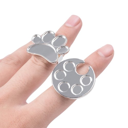 Lively Forest Makeup Spatula Set Stainless Steel, Make Up Tools Mini Mixing Tray with Finger Ring, Round Makeup Paint Palette
