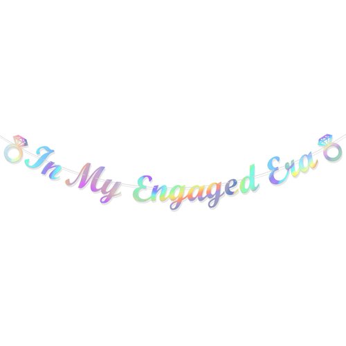 Pre-Strung In My Engaged Era Banner, Era Singer Engagement Banner for Engagement Party Decorations, Iridescent
