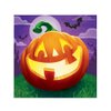 Creative Converting Halloween Grinning Pumpkins Beverage Napkins, 5" x 5", Purple, Orange, Black, Green, and Yellow