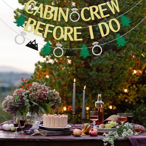 Cabin Crew Before I Do Banner, Mountain Bachelorette Party Decorations, Last Trail Before the Veil, Camp Bach Decor Gold Glitter