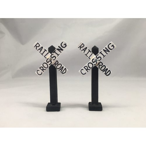 Model Train 3 INCH Miniature Railroad Crossing Sign | Set of 2 | Made in The USA