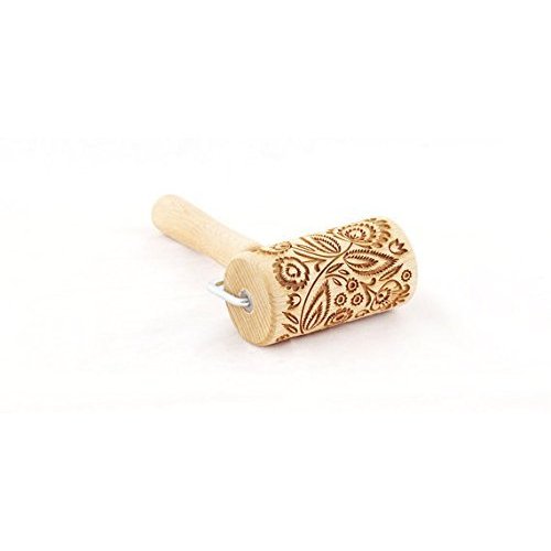 Rolling Pin Embossed With FOLK FLORAL Pattern For Baking Engraved cookies Size Roller 4 inch