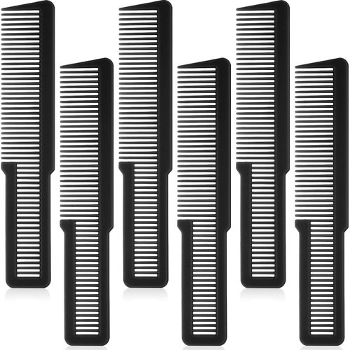6 Pieces Professional Hair Cutting, Styling, and Clipper Combs for Barbers and Stylists (Black)