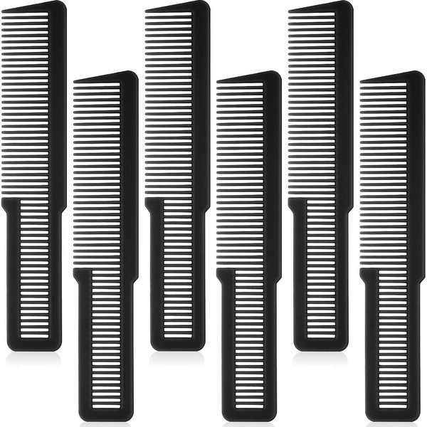 6 Pieces Professional Hair Cutting, Styling, and Clipper Combs for Barbers and Stylists (Black)