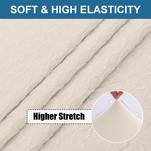 smiry Stretch Jacquard Seat Covers for Dining Room Chairs Set of 6, Removable Washable Chair Seat Protector Slipcovers, No Rear Covers, Beige