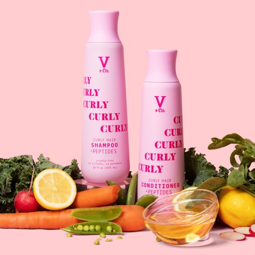 V&Co. Beauty Curly Hair Shampoo with Peptide Technology, 12 oz, Curl Enhancing