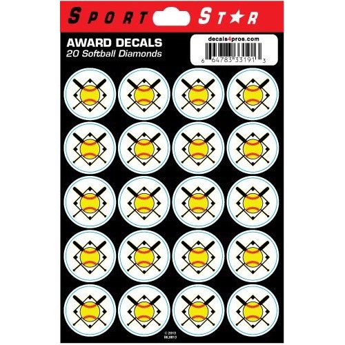 SportStar Baseball/Softball Helmet Award Decals - Softball Diamond (20 Stickers)