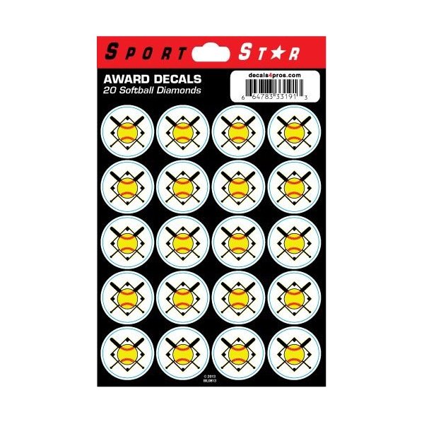 SportStar Baseball/Softball Helmet Award Decals - Softball Diamond (20 Stickers)