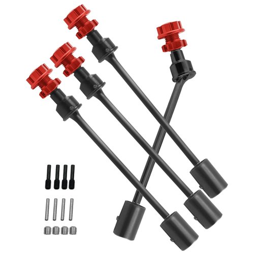 Rcarmumb RC Driveshafts CVD Axles Upgrades Part for E-Revo 2.0 VXL 86086-4 1/10 RC Car，Steel #45 Front Rear 4PCS Drive Shafts with Wheel Hex Hub Hops Up,Red