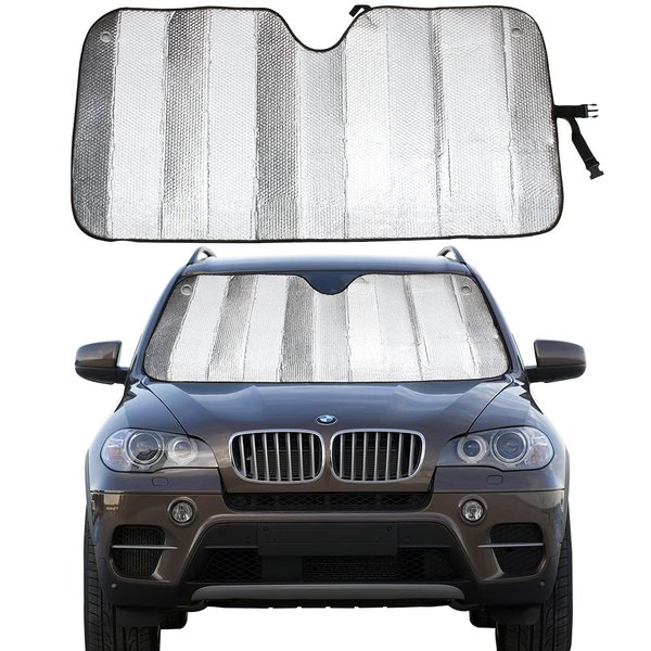 Windshield Sun Shade for Car Silver Thicken 5-Layer UV Reflector Auto Front Window Sunshade Visor Shield Cover and Keep Your Vehicle Cool(57" × 27.5")