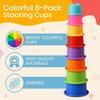 Tiny Tinker Stacking Cups Baby Toy Educational Cup Stacking Set 8-Pc Stackable Cups with Number Rainbow Nesting Cups for Babies 6-12 Months Stacking Cups for Toddlers 1-3 Perfect for Indoor/Outdoor