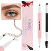 evpct Kaely 1Pcs Midium Brown Magic Microblading Dual-Ended Eyebrow Contouring Pen Brow Pencil, with 4 Brush Micro-Fork-Tips Applicator and Precise Brush-Tip Hair Like Stroke, Dual-ended Eyebrow Brush