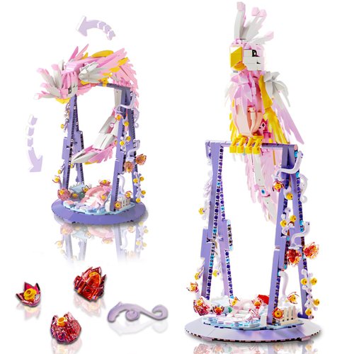 Pink Parrot Building Set Compatible with Lego,630PCS Flowers Botanical Building Blocks Collection Animals Set,Bird Building Toys for Home Décor,Christmas Birthday Gifts for Girls Adults Kids 6 7 8-14+