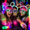 255 Pack Glow Neon Party Supplies Glow Sticks Party Decorations Black Light Reactive Decor Set - Fluorescent Banner, Glow in The Dark Balloons, Neon Tablecloths, Cake Toppers, Light Up Sticks, Glasses
