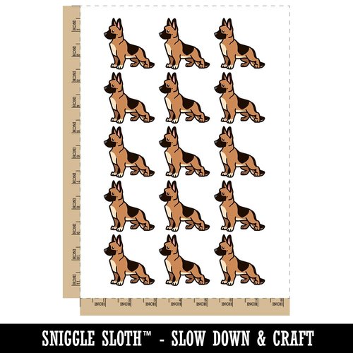 German Shepherd Standing Dog Temporary Tattoo Water Resistant Fake Body Art Set Collection - 15 2" Tattoos (1 Sheet)