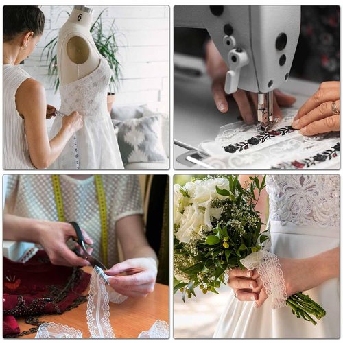 40 Yards White Lace Ribbon Gift Wrapping Wedding Lace Ribbon Dress Decoration Sewing Crafts Lace Crochet Ribbon Vintage Cotton Lace Rolls Lace Trim Scalloped Edge for Bridal Christmas Supply (4 Style)