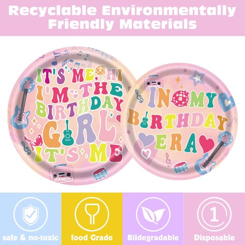 Its Me Hi Im The Birthday Girl Its Me Tableware Set In My Birthday Era Birthday Party Supplies Happy Birthday Plates Napkins Forks for 24 Guests（96Pcs ）