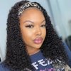 Miss Lee Curly Headband Wig Human Hair 18 Inch None Lace Front Curly Wigs for Black Women Human Hair Glueless 100% Brazilian Virgin Hair Machine Made Head Band Wig 150% Density