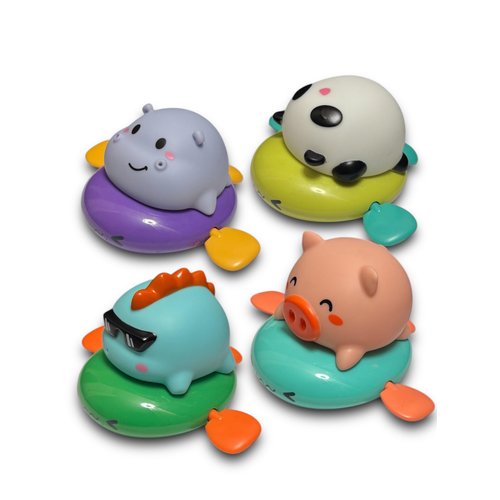 Adorable Pet Riding a Fish, 4-Pack Floating Bath Toys for Toddlers, Interactive Wind-Up Water Toys for Kids, Perfect for Bathtub, Pool, Baby Water Play, Preschool Toddler Bath Toy, Pool Play.