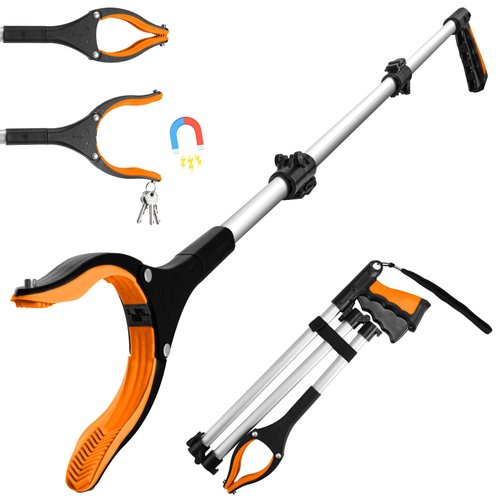 Housolution Reacher Grabber Tool, 43" Extra Long Grabbers for Elderly, Lightweight Handy Trash Claw Grabber with Magnets, Reaching Assist Tool for Trash Pick Up, Arm Extension, Litter Picker (Orange)