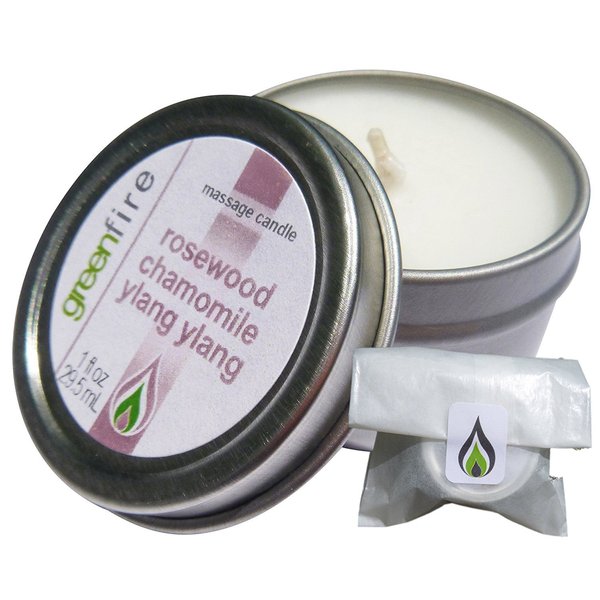 Greenfire Rosewood Chamomile Ylang Ylang All Natural Massage Oil Candle (Size: 1 fluid ounce)