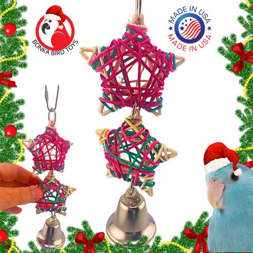 Bonka Bird Toys 960 Christmas Star Festive Xmas Vine Chew Parrot Cage Toy Conure, Cockatiel, Parakeet, and Similar Breed Sizes