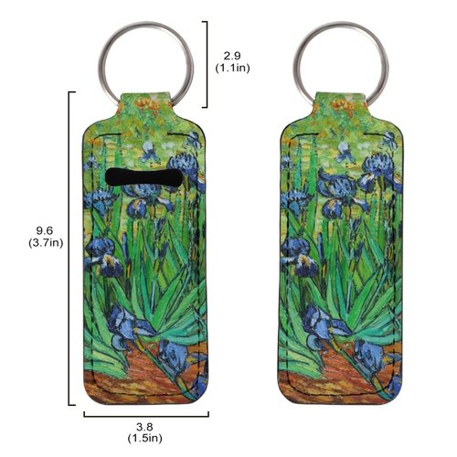 ENLACHIC Van Gogh Keychain Chapstick Holder Clip-on Lip Balm Holder Lipstick Holder Keychain for Women Girls,Van Gogh Irises