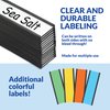 50 Pack "C" Channel Magnetic Label Holders 1x3 with 100 White Card Inserts, 50 Clear Plastic Protectors and Bonus 20 Colorful Cardstock Inserts in Blue, Green, Yellow and Red - Double-Sided Cards