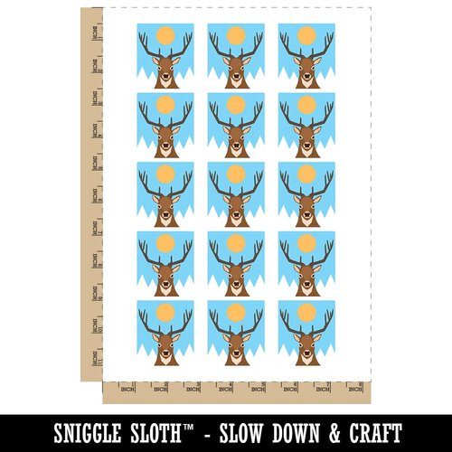 Deer Stag Head Solid Temporary Tattoo Water Resistant Fake Body Art Set Collection - 15 2" Tattoos (1 Sheet)
