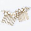 YBSHIN Bride Wedding Hair Comb Gold Pearl Hair Pieces Crystal Bridal Side Combs Hair Accessories for Women and Girls (Pack of 2)