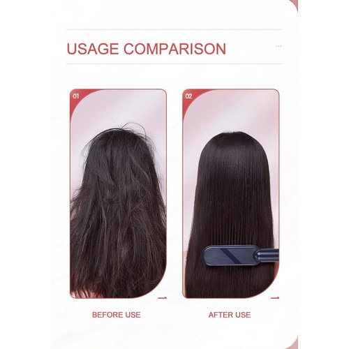 Les Mademoiselle - Hair Straightener Brush, Hair Straightening Comb for Women with Multiple Temperature Setting, Fast Heating & Anti-Scald (Black)